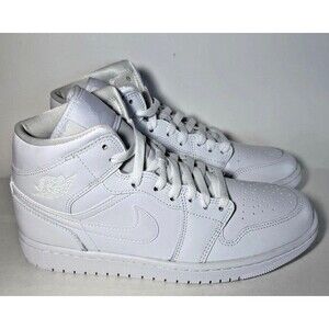 Air Jordan 1 Mid Top Women's Casual Sneaker All White DV0991 111 Size 9.5 - NEW